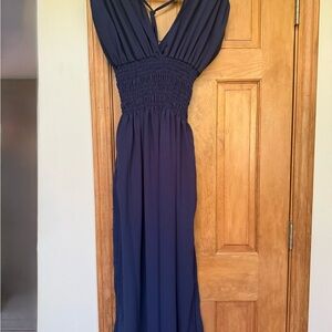 Never worn Navy Pleated Maxi Sundress